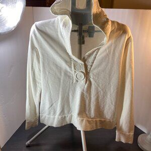 Relativity Textured Pullover Hoodie – White – XL